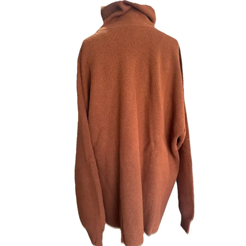 Free People Softly Structured Knit Tunic Sweater Sienna Orange Large Oversized